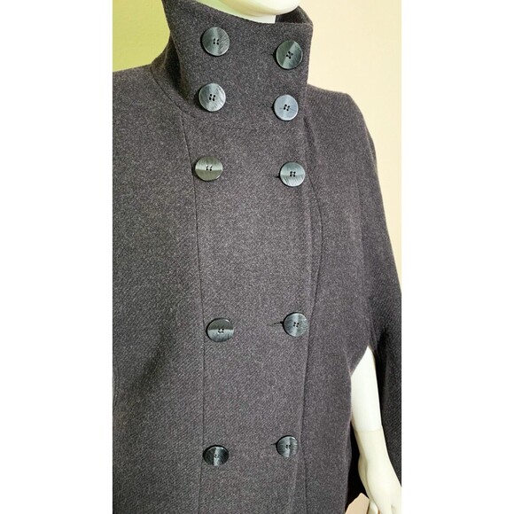 Rani Arabella Cape Coat Jacket M Poncho Gray Wool Blend Pockets High Neck - Picture 4 of 6